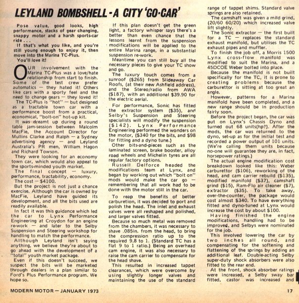 Modern Motors 1973 article page 1